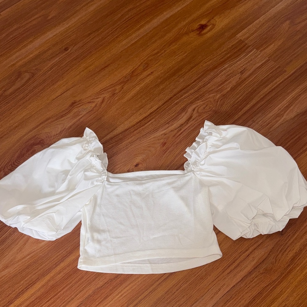 Elegant White Puff Sleeve Top
